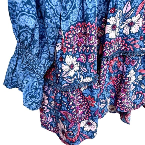 AVENUE Blue Boho Blouse Plus Size 20 Rayon Tunic Top Long Sleeve NWT - Picture 11 of 14